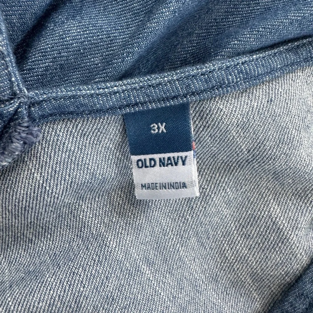 Old Navy Womens Dress Size 3X Blue Chambray Denim Midi Smocked Waist Cottagecore - Picture 10 of 16